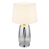 ASZTALI LÁMPA - krómszínű/ezüstszínű, Design, textil/Üveg (30/52cm) - Globo