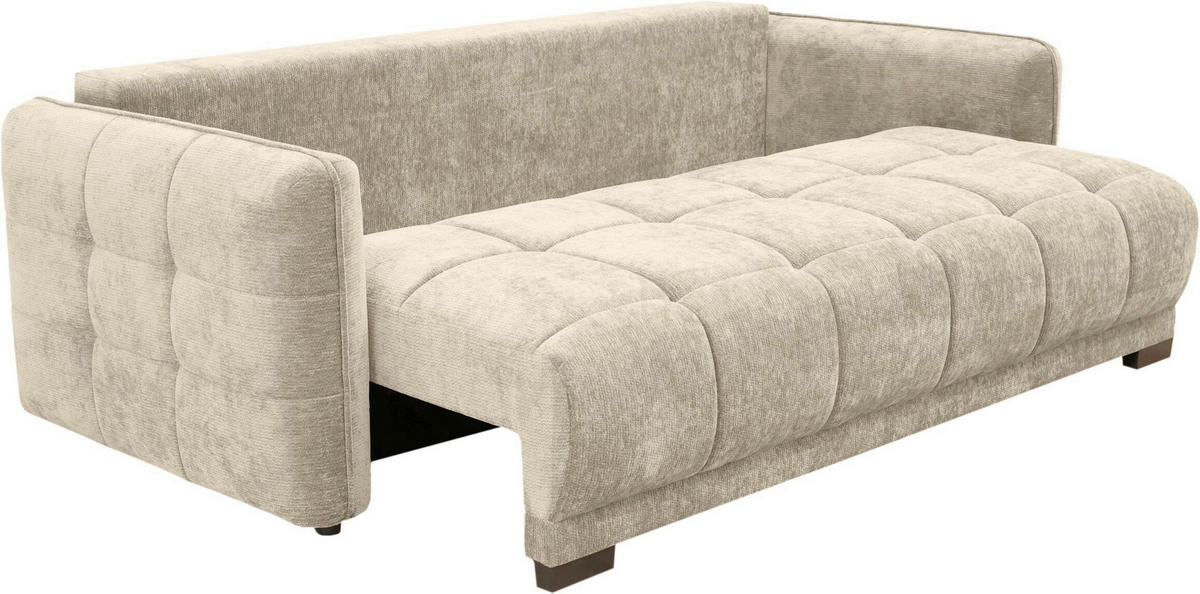 BOXSPRINGSOFA Chenille Naturfarben  inkl. Zierkissen, Rückenkissen, Bettkasten, Schlaffunktion  - Schwarz/Naturfarben, KONVENTIONELL, Kunststoff/Textil (235/94/103cm) - Novel