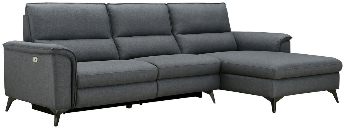 ECKSOFA Anthrazit Webstoff  - Anthrazit, Design, Textil/Metall (281/155cm) - Livetastic