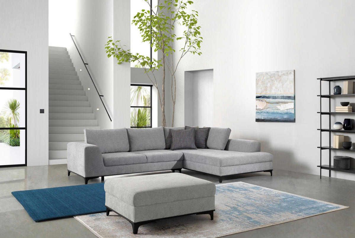 HOCKER Webstoff Creme  - Creme/Schwarz, Design, Holz/Textil (100/41/78cm) - Stylife