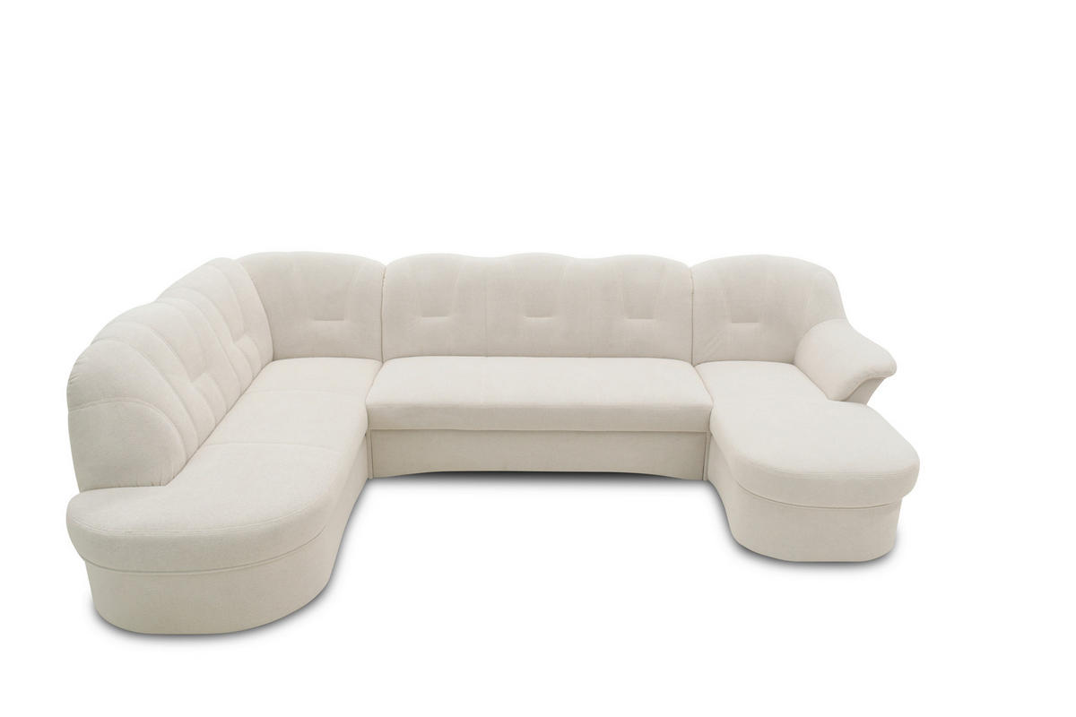 WOHNLANDSCHAFT FLORES FK Creme Mikrofaser  - Creme/Schwarz, KONVENTIONELL, Kunststoff/Textil (293/293/142cm) - MID.YOU