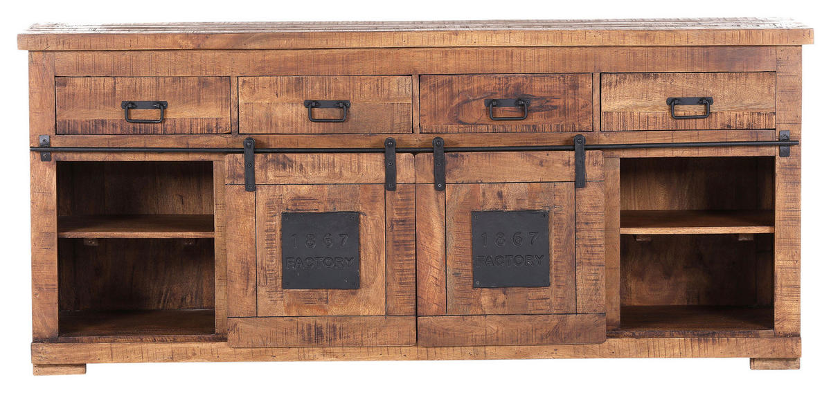 SIDEBOARD 195/85/45 cm  in Naturfarben  - Schwarz/Naturfarben, ROMANTIK / LANDHAUS, Holz/Metall (195/85/45cm) - Landscape