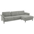 ECKSOFA  in Chenille, Flachgewebe Silberfarben  316/175 cm  - Silberfarben/Schwarz, Design, Textil/Metall (316/175cm) - Dieter Knoll