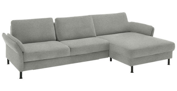 ECKSOFA  in Chenille, Flachgewebe Silberfarben  316/175 cm  - Silberfarben/Schwarz, Design, Textil/Metall (316/175cm) - Dieter Knoll