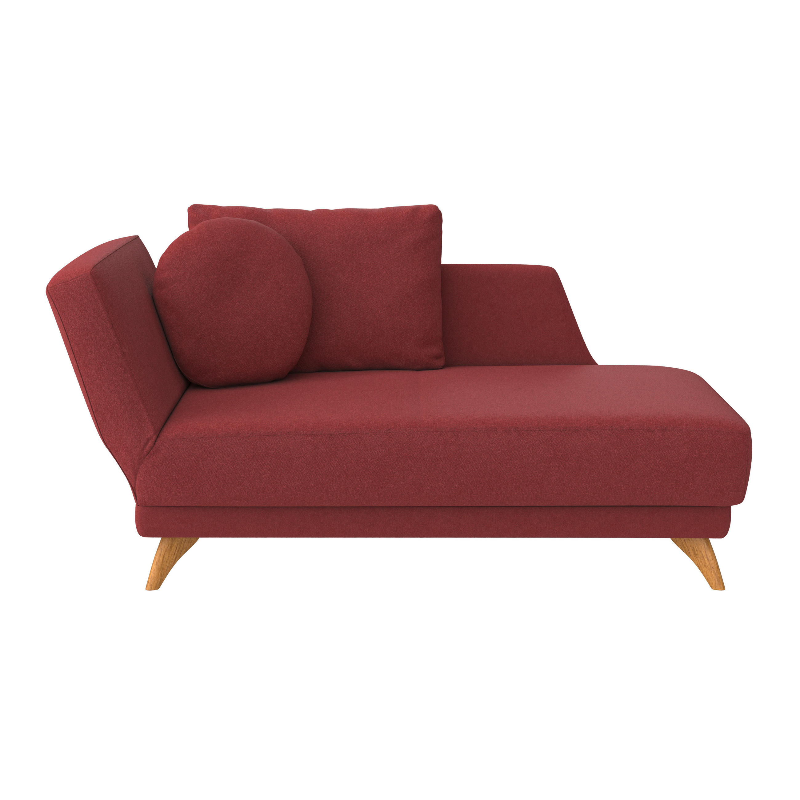 RÉCAMIERE in Flachgewebe Dunkelrot  - Eichefarben/Dunkelrot, Modern, Holz/Textil (205/74/94cm) - Bali