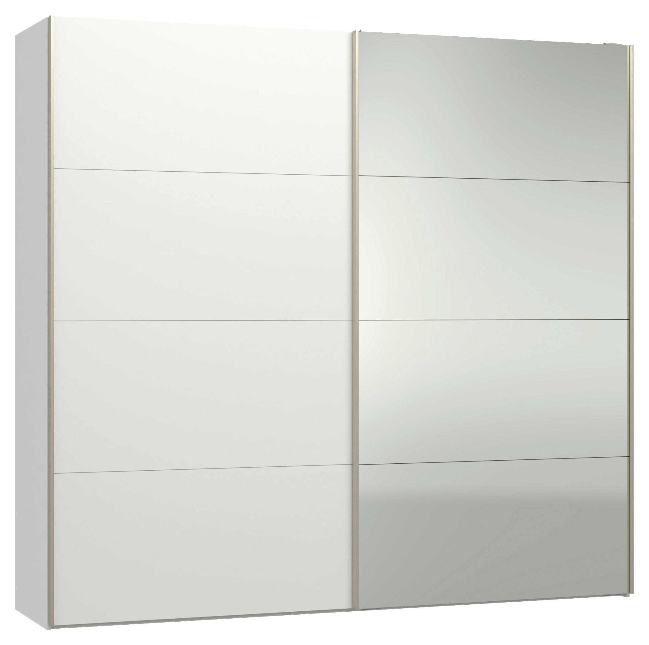 SCHWEBETÜRENSCHRANK 253/236/65 cm 2-türig Weiß  - Edelstahlfarben/Weiß, Design, Glas/Holzwerkstoff (253/236/65cm) - Jutzler