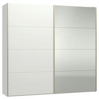 SCHWEBETÜRENSCHRANK 253/236/65 cm 2-türig Weiß  - Edelstahlfarben/Weiß, Design, Glas/Holzwerkstoff (253/236/65cm) - Jutzler