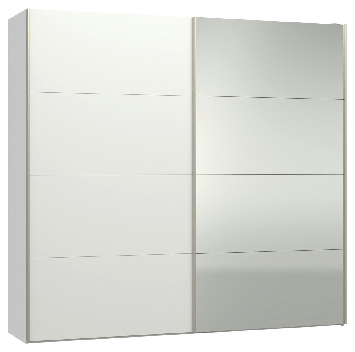 SCHWEBETÜRENSCHRANK 253/236/65 cm 2-türig Weiß  - Edelstahlfarben/Weiß, Design, Glas/Holzwerkstoff (253/236/65cm) - Jutzler