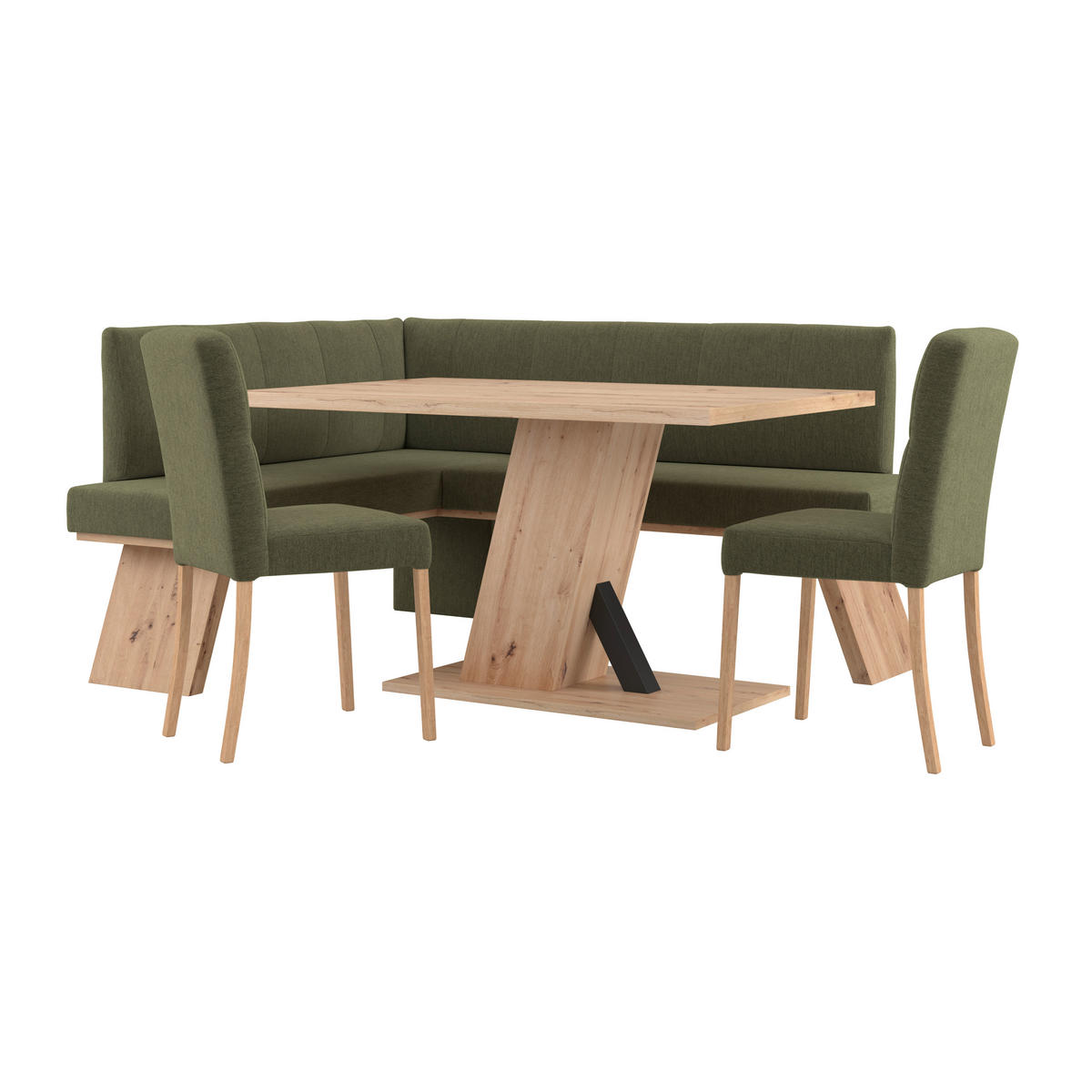 ECKBANK 150/185 cm Webstoff Grün   - Eichefarben/Grün, KONVENTIONELL, Textil (150/185cm)