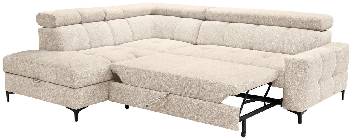 ECKSOFA in Struktur Beige  - Beige/Schwarz, Modern, Textil/Metall (212/254cm) - Carryhome
