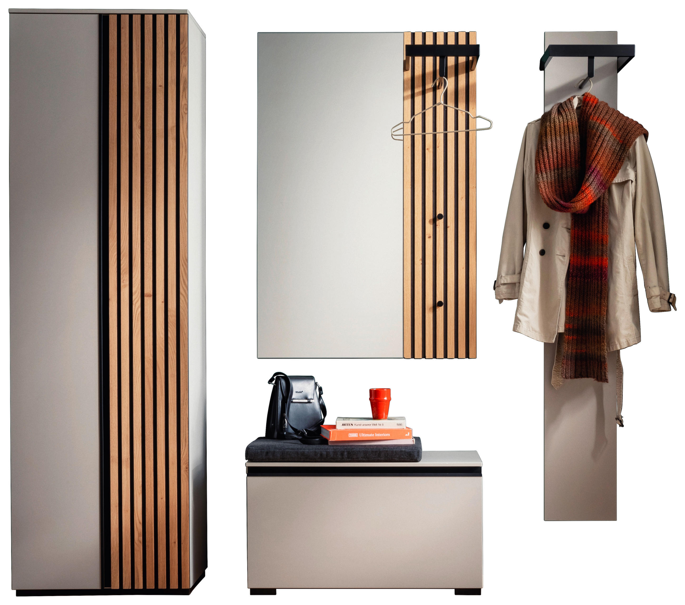 GARDEROBE 6-teilig  in 200/200/38 cm  - Eichefarben/Grau, Design, Holz/Holzwerkstoff (200/200/38cm) - Moderano