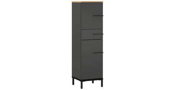 UNTERSCHRANK 34/123/34 cm  - Eichefarben/Schwarz, MODERN, Holzwerkstoff/Metall (34/123/34cm) - Xora