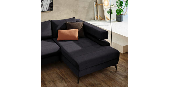 ECKSOFA in Chenille Schwarz  - Schwarz, KONVENTIONELL, Textil/Metall (265/184cm) - Hom`in