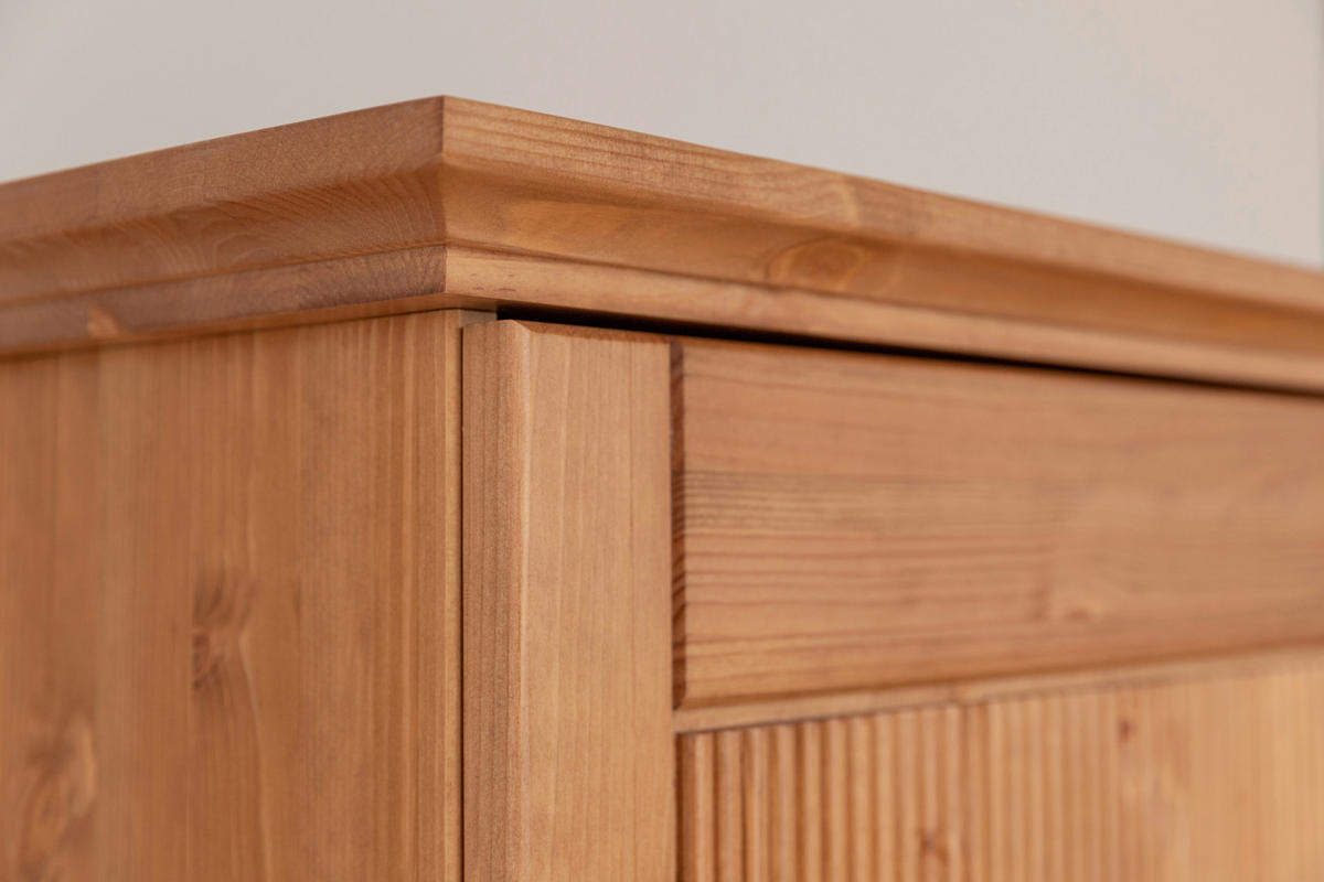 KLEIDERSCHRANK 129/147/63 cm,  in Eichefarben, 2 Tür(en)-türig  - Eichefarben/Silberfarben, KONVENTIONELL, Holz/Metall (129/147/63cm) - Linea Natura