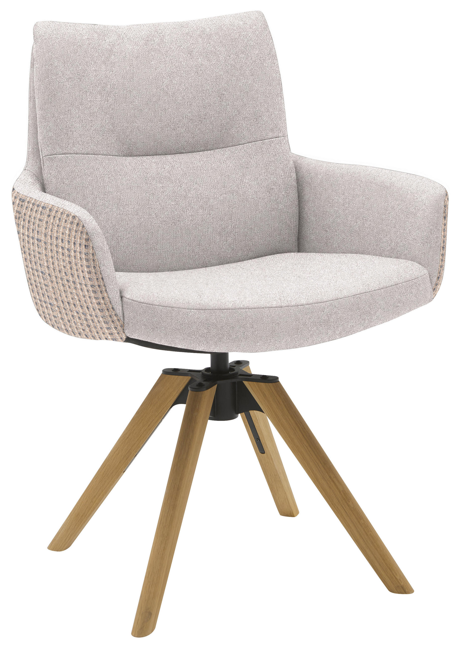 ARMLEHNSTUHL  Beinauswahl, Sitzfläche 360° drehbar, Stoff-/Lederauswahl Flachgewebe  Creme, Hellgrau  - Beige/Creme, Design, Holz/Textil (62/90/68cm) - Valnatura