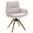ARMLEHNSTUHL  Beinauswahl, Sitzfläche 360° drehbar, Stoff-/Lederauswahl Flachgewebe  Creme, Hellgrau  - Beige/Creme, Design, Holz/Textil (62/90/68cm) - Valnatura