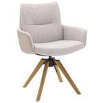 ARMLEHNSTUHL  Beinauswahl, Sitzfläche 360° drehbar, Stoff-/Lederauswahl Flachgewebe  Creme, Hellgrau  - Beige/Creme, Design, Holz/Textil (62/90/68cm) - Valnatura