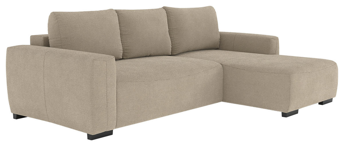ECKSOFA  in Cord Braun  - Schwarz/Braun, Trend, Kunststoff/Textil (252/170cm) - MID.YOU