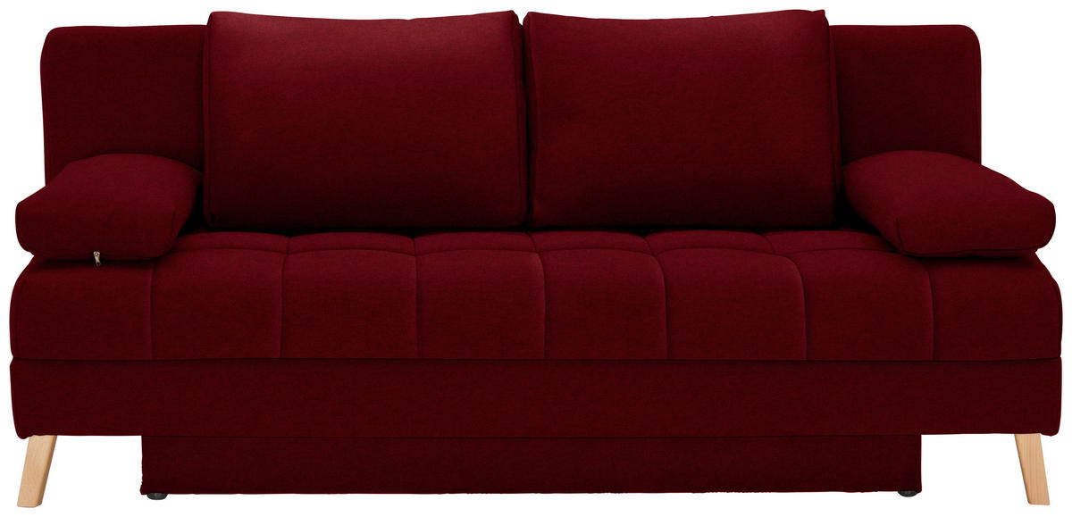 SCHLAFSOFA in Webstoff Dunkelrot  - Naturfarben/Dunkelrot, KONVENTIONELL, Holz/Textil (195/90/90cm) - Cantus