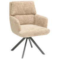 ARMLEHNSTUHL  Lederauswahl, Stoffauswahl, Sitzfläche 360° drehbar beflockt  - Beige/Anthrazit, Design, Textil/Metall (63/92/66cm) - Bert Plantagie