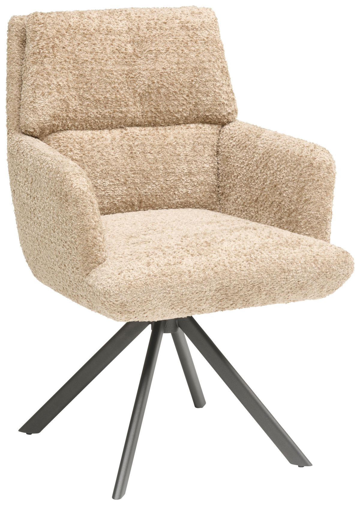 ARMLEHNSTUHL  Lederauswahl, Stoffauswahl, Sitzfläche 360° drehbar beflockt  - Beige/Anthrazit, Design, Textil/Metall (63/92/66cm) - Bert Plantagie
