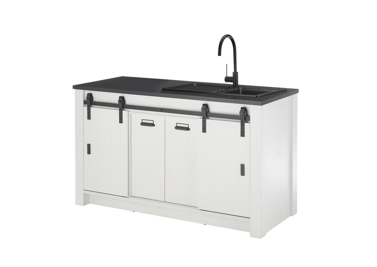 SPÜLENUNTERSCHRANK 161/93/64 cm  in Anthrazit, Weiß  - Anthrazit/Schwarz, Trend, Holzwerkstoff/Metall (161/93/64cm) - MID.YOU