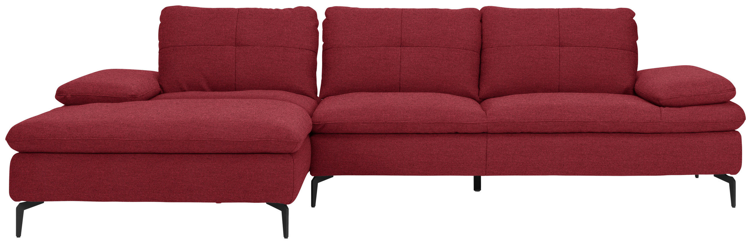 ECKSOFA in Webstoff Bordeaux  - Bordeaux/Schwarz, Design, Textil/Metall (179/301cm) - Chilliano