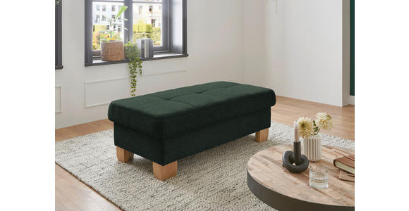 ECKSOFA in Flachgewebe Dunkelgrün  - Wildeiche/Dunkelgrün, Natur, Holz/Textil (243/301cm) - Voleo