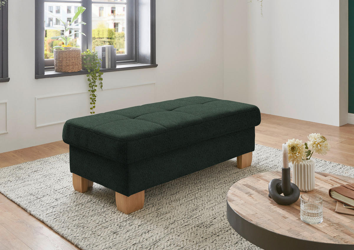 ECKSOFA in Flachgewebe Dunkelgrün  243/301 cm  - Wildeiche/Dunkelgrün, Natur, Holz/Textil (243/301cm) - Voleo