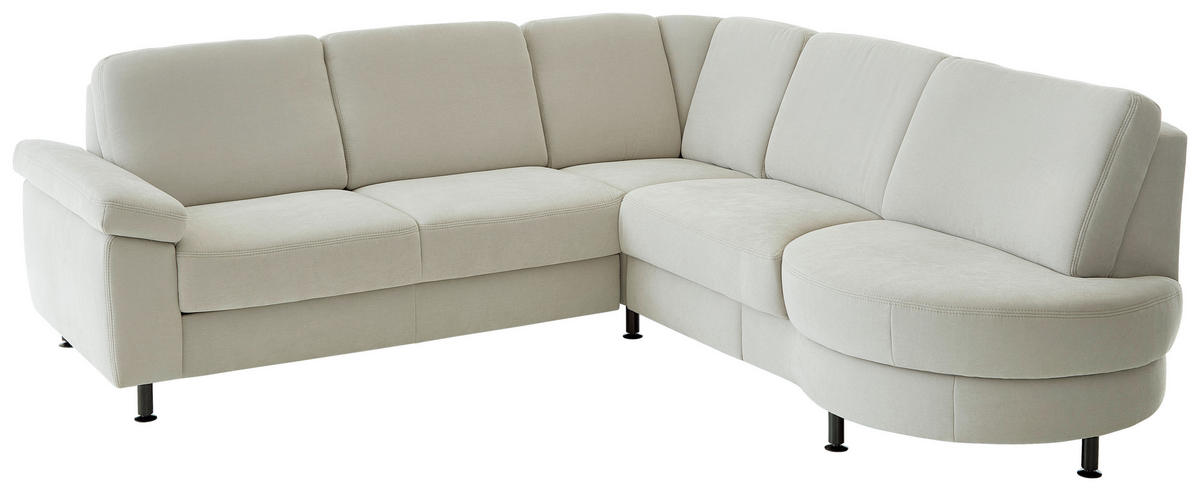 ECKSOFA in Flachgewebe Silberfarben  - Silberfarben/Schwarz, Konventionell, Textil/Metall (248/252cm) - Beldomo Comfort