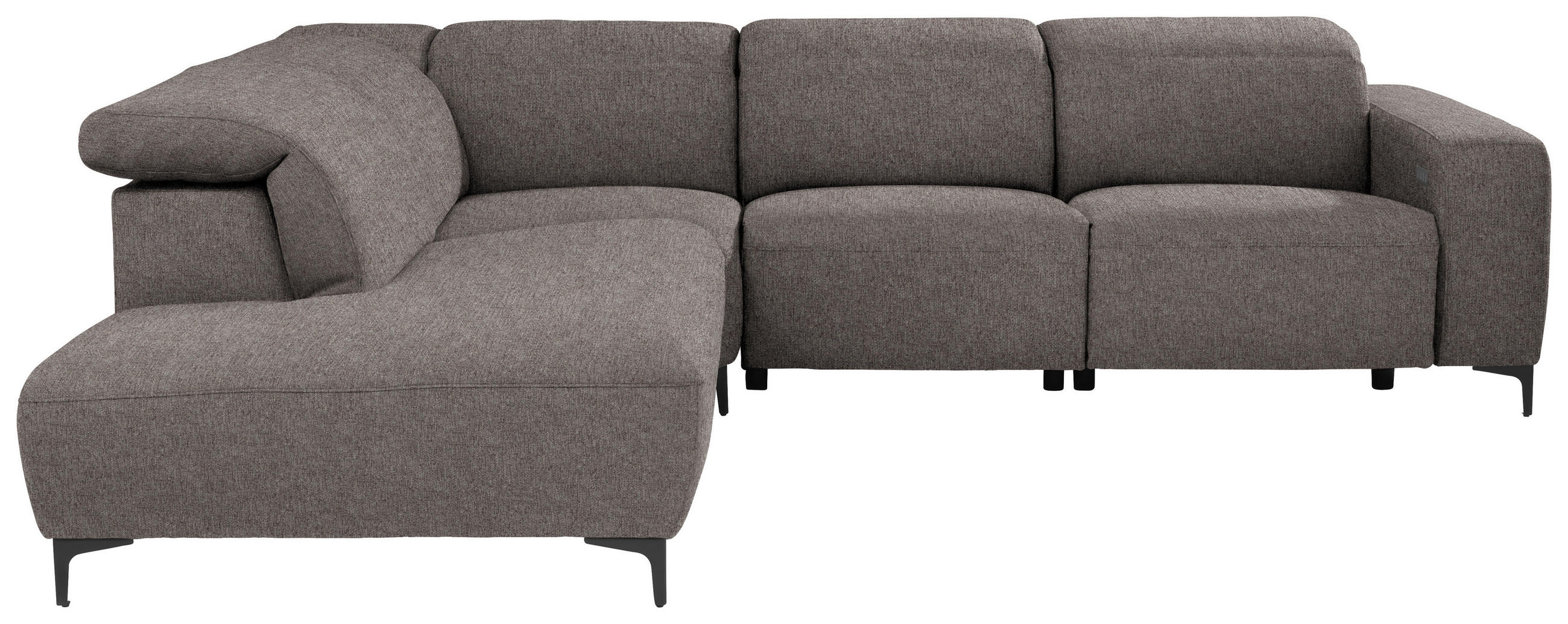 ECKSOFA Graubraun Flachgewebe  - Graubraun/Schwarz, Design, Textil/Metall (238/290cm) - Pure Home Lifestyle