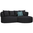 ECKSOFA in Plüsch Anthrazit  235/166 cm  - Anthrazit/Petrol, MODERN, Kunststoff/Textil (235/166cm) - Hom`in