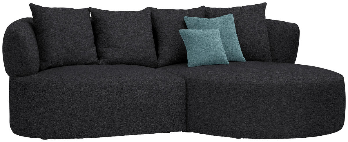 ECKSOFA in Plüsch Anthrazit  235/166 cm  - Anthrazit/Petrol, MODERN, Kunststoff/Textil (235/166cm) - Hom`in