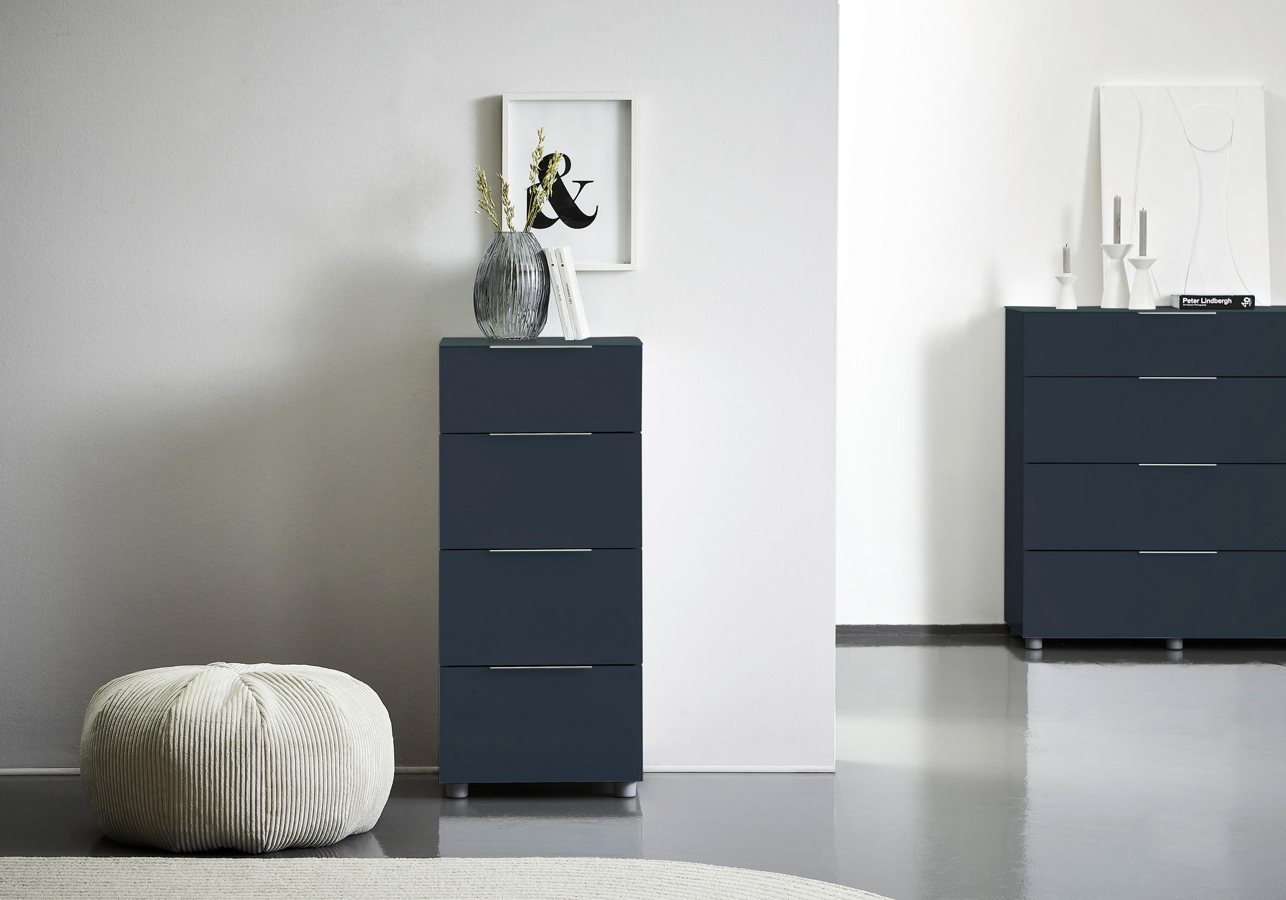 KOMMODE  in 45/101/42 cm  - Anthrazit/Alufarben, Design, Glas/Holzwerkstoff (45/101/42cm) - Voleo