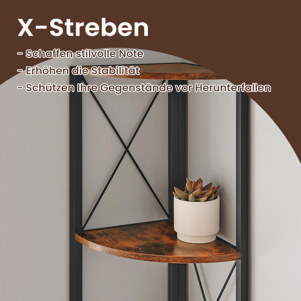 ECKREGAL - Schwarz/Braun, Basics, Holzwerkstoff/Metall (30/160/30cm) - Boxxx