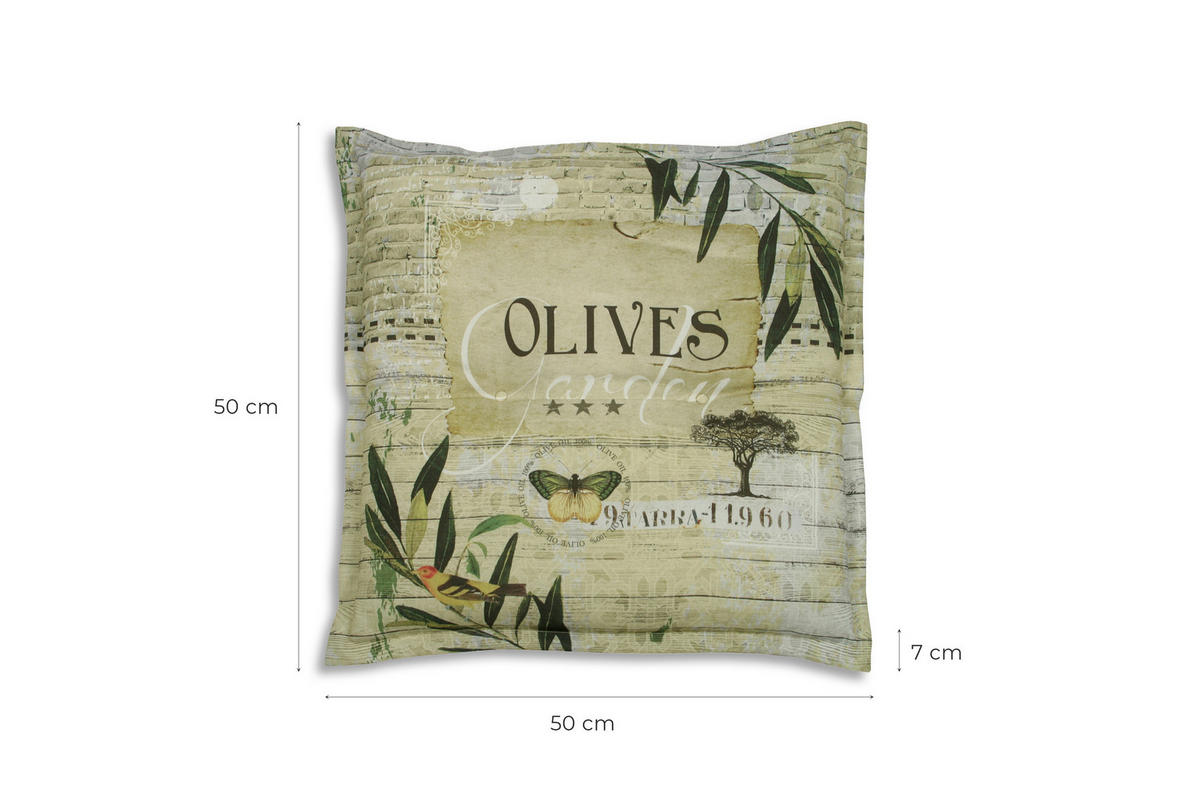 GARTENSITZKISSEN 2-er Set  - Hellgrün/Grün, Basics, Textil (50/7/50cm)