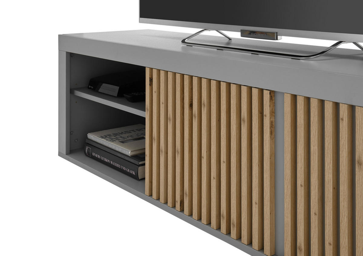 LOWBOARD  in 150/43/40 cm  - Eiche Artisan/Grau, Design, Holzwerkstoff (150/43/40cm) - Livetastic