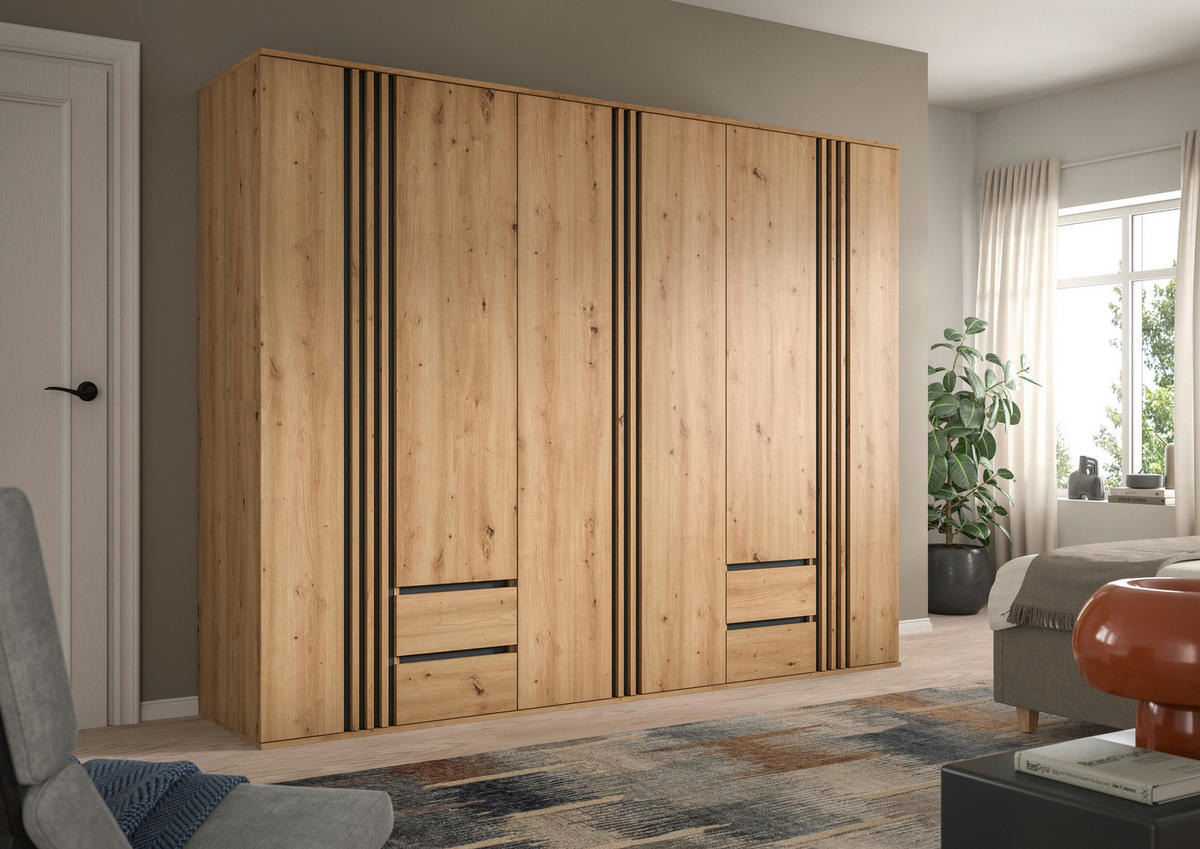 DREHTÜRENSCHRANK  in Anthrazit, Eiche Artisan  - Anthrazit/Eiche Artisan, ROMANTIK / LANDHAUS, Holzwerkstoff (240/192/56cm) - Livetastic
