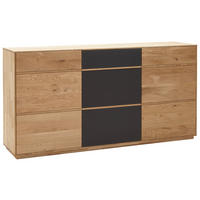 SIDEBOARD 177/89/42 cm  in Anthrazit, Eichefarben  - Eichefarben/Anthrazit, Natur, Glas/Holz (177/89/42cm) - Waldwelt