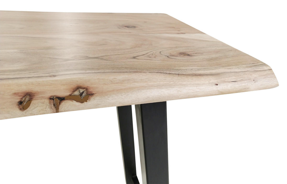 STEHTISCH Akazie massiv Naturfarben, Schwarz  - Schwarz/Naturfarben, MODERN, Holz/Metall (124/51/112cm) - MID.YOU