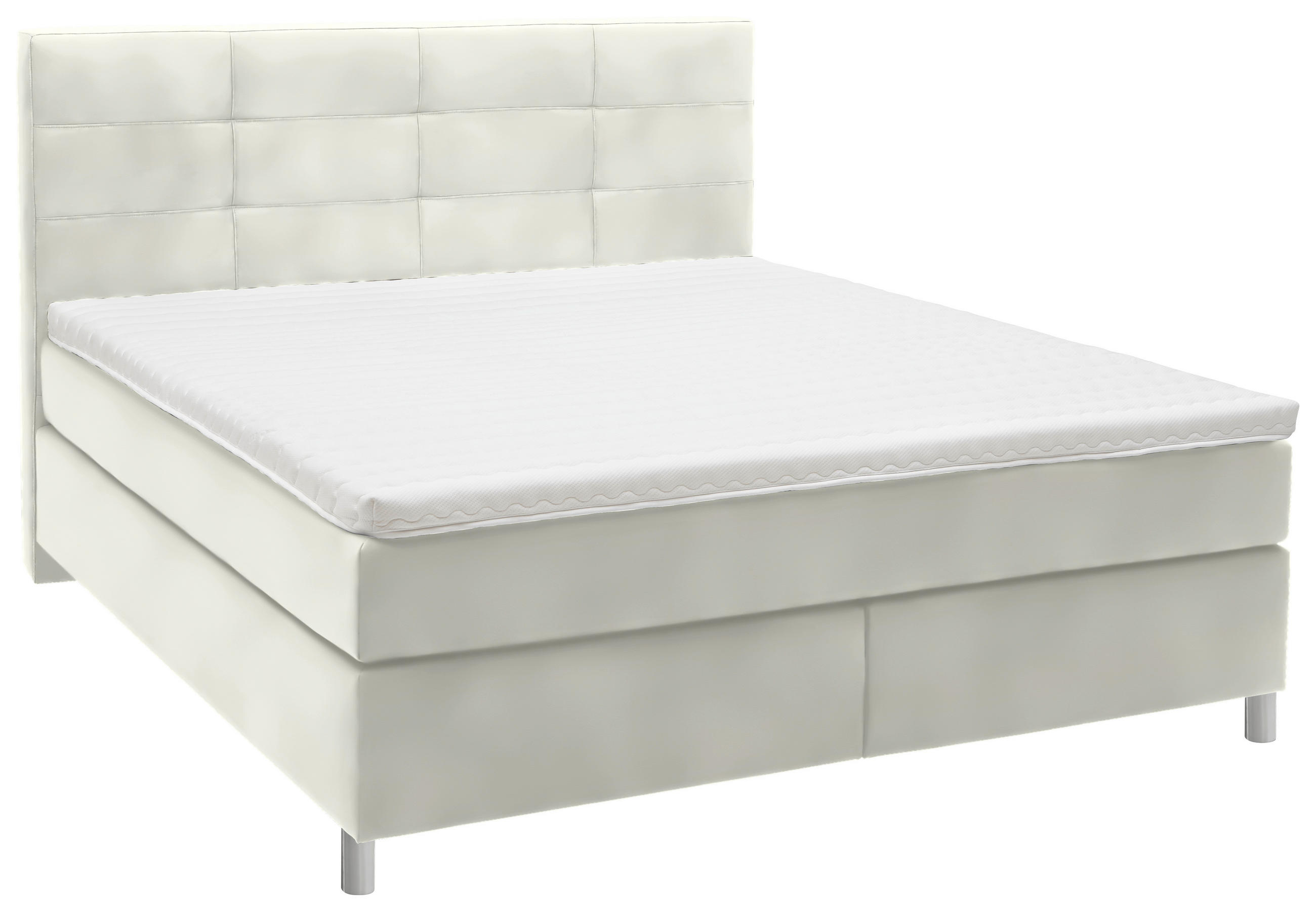 BOXSPRINGBETT 160/200 cm  in Weiß  - Chromfarben/Weiß, KONVENTIONELL, Kunststoff/Textil (160/200cm) - Voleo