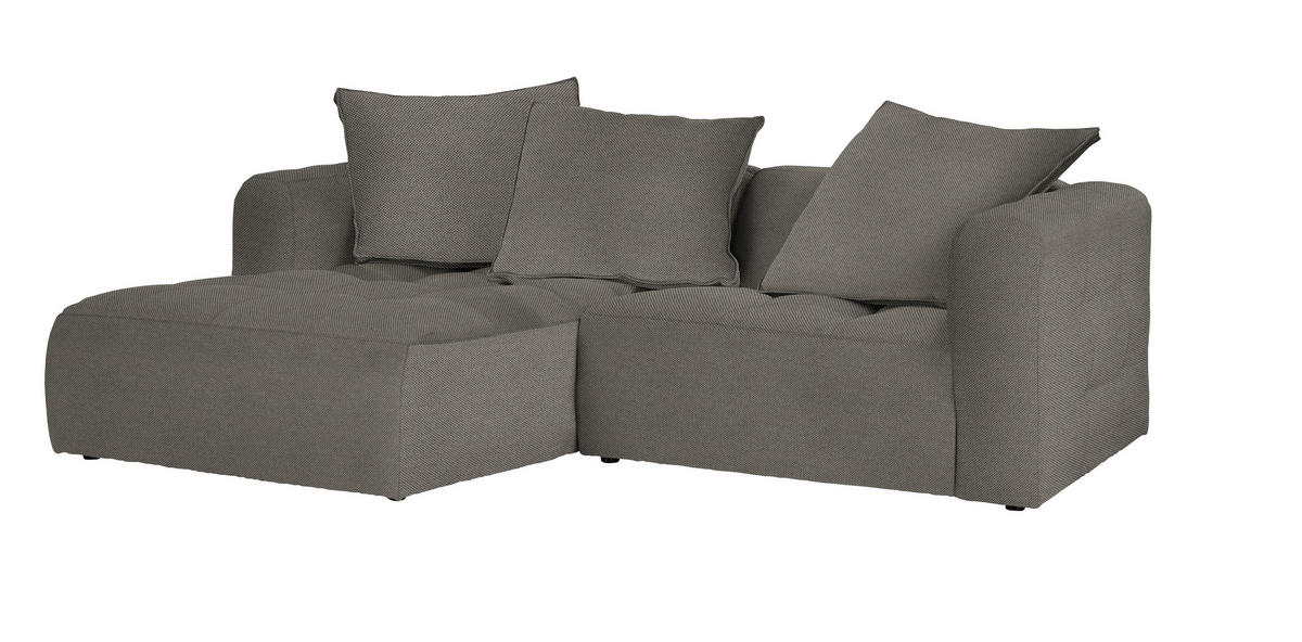 ECKSOFA in Webstoff Grau  - Schwarz/Grau, Modern, Kunststoff/Textil (173/240cm) - Stylife