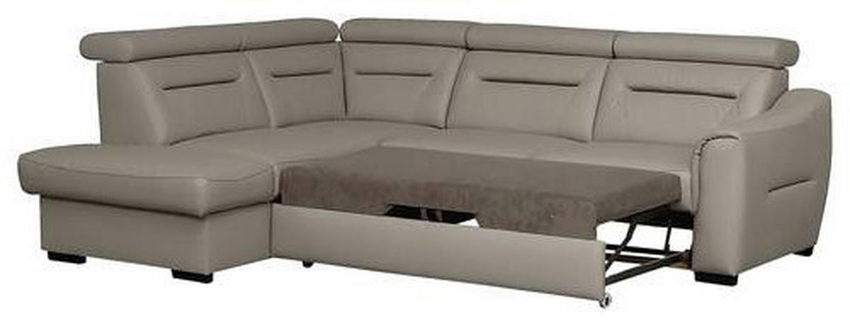 ECKSOFA  in Lederlook Echtleder Schlammfarben  - Wengefarben/Schlammfarben, Design, Leder/Holz (212/260cm) - Celina Home