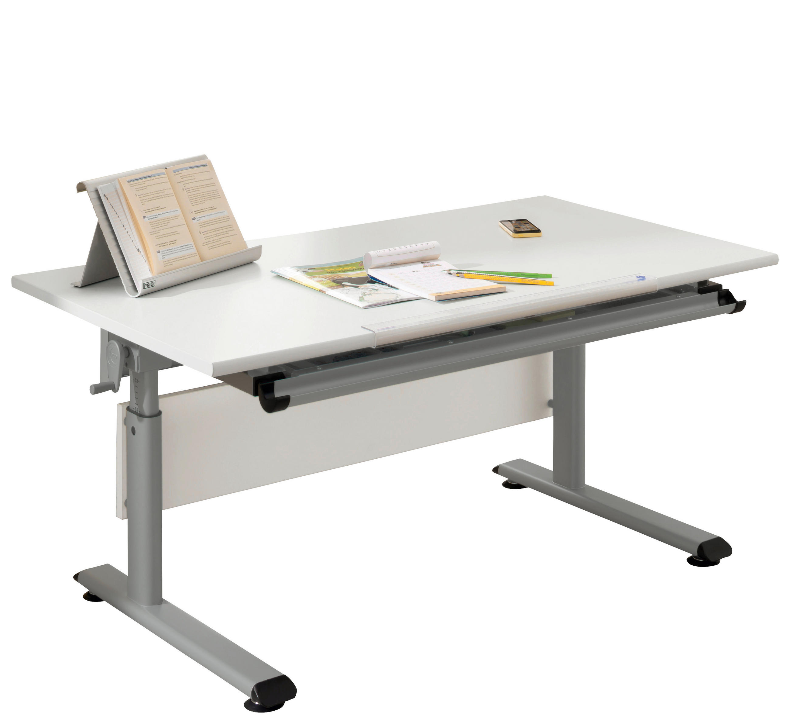 Paidi Jugendschreibtisch Silber, Weiß 70x53-79x120 cm