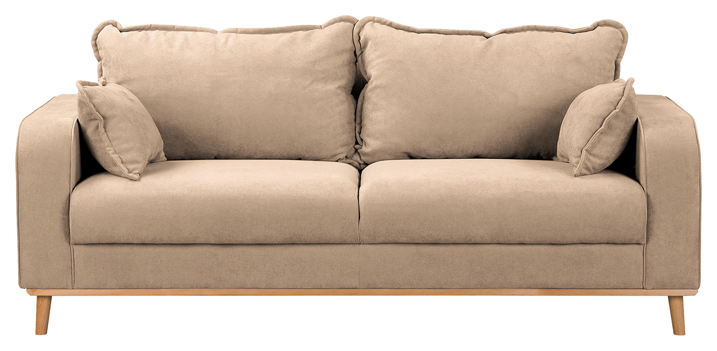 3-SITZER-SOFA in Mikrofaser Beige  - Wengefarben/Beige, Design, Holz/Textil (193/86/87cm) - Livetastic