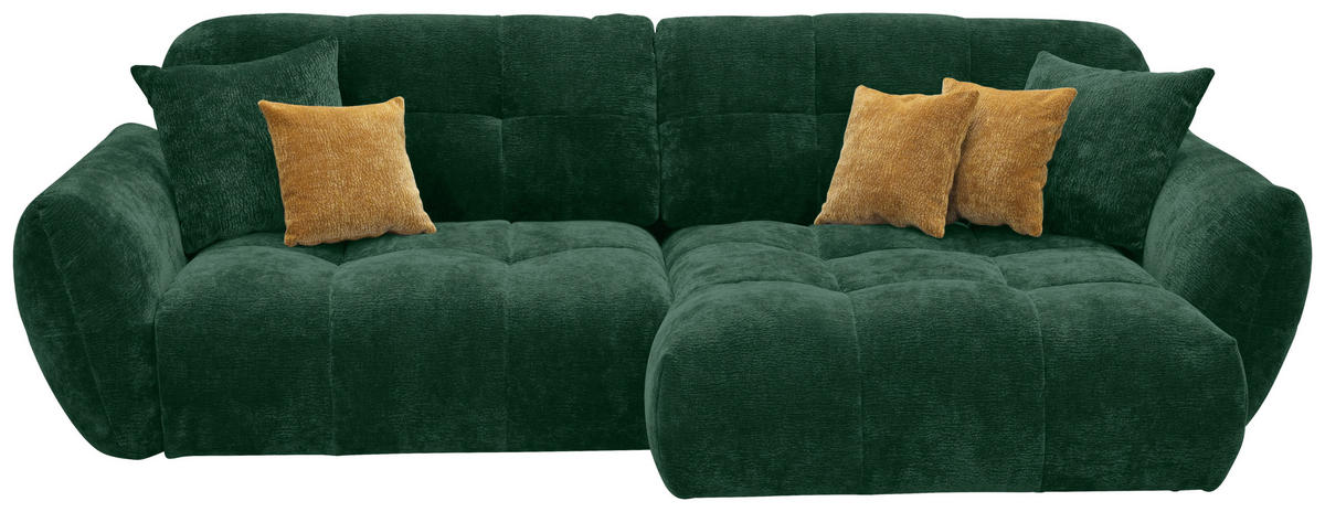 ECKSOFA NIVO Dunkelgrün Chenille Rücken echt  - Dunkelgrün/Schwarz, MODERN, Kunststoff/Textil (312/175cm) - Livetastic