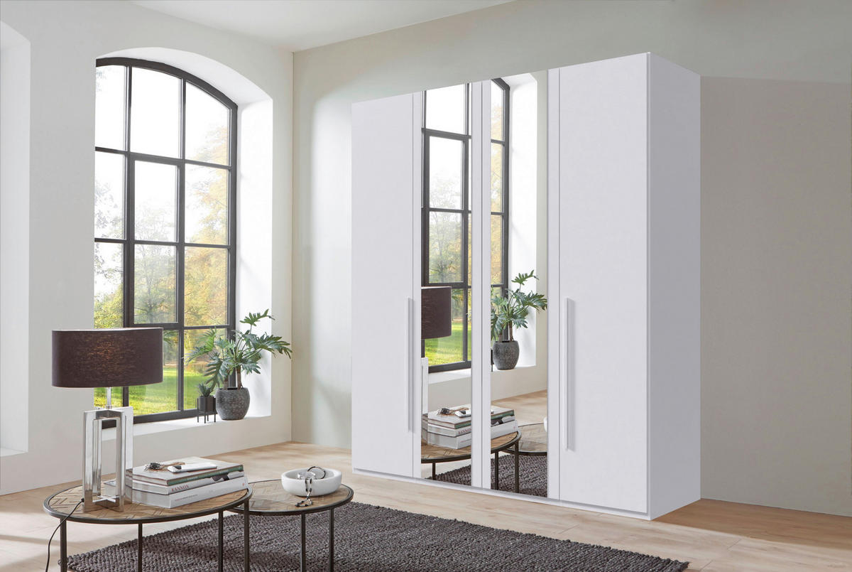 DREHTÜRENSCHRANK  in Weiß  - Weiß, MODERN, Glas/Holzwerkstoff (180/208/58cm) - Chameo