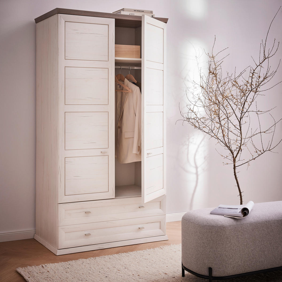 PREDSIEŇOVÁ SKRIŇA, sivá, biela, 104/196,8/60,5 cm - sivá/biela, Lifestyle, kompozitné drevo (104/196,8/60,5cm) - Hom`in