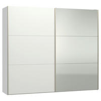 SCHWEBETÜRENSCHRANK 253/220/65 cm 2-türig Weiß  - Edelstahlfarben/Weiß, Design, Glas/Holzwerkstoff (253/220/65cm) - Jutzler
