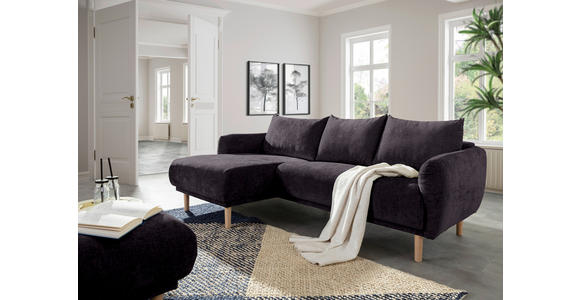 ECKSOFA Dunkelgrau Flachgewebe - Dunkelgrau/Buchefarben, KONVENTIONELL, Holz/Textil (144/230cm) - Carryhome